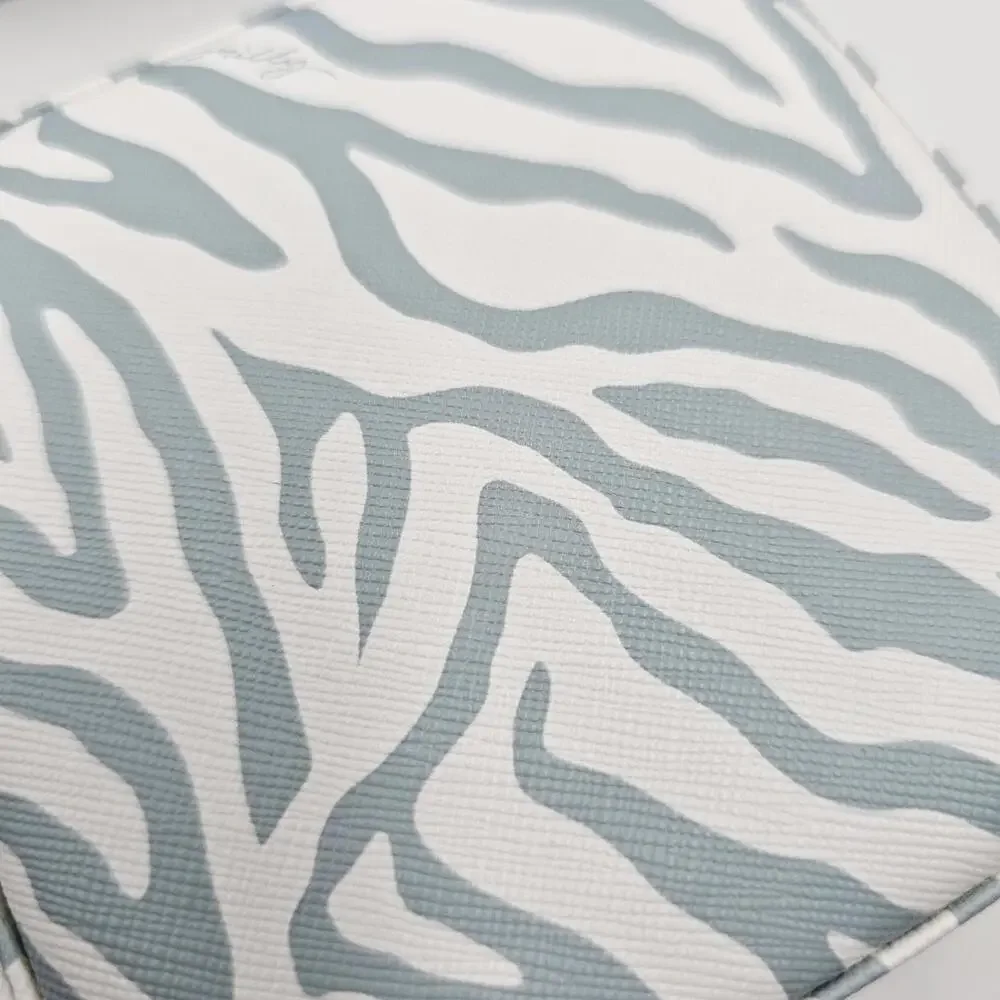 Milly Blue Zebra Print Traveling Jewelry Case Mini Square Zip‎ Organizer Mirror